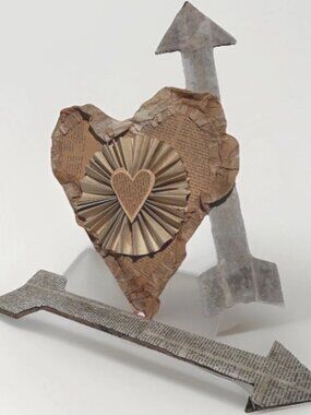 Set Of Handmade Valentines Decor Heart Plus Arrows Shabby Chic